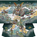 【レンタル】お宮参り 産着 レンタル 赤ちゃん 男の子 着物 深緑 兜 陣太鼓 太刀 絞り風 鹿の子 刺繍 金彩 古典 貸衣装 祝着 正絹 高級品 友禅 刺繍 ...