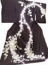 訪問着 手刺繍 正絹 豪華 木蓮 フォーマル 結婚式 入学式 卒業式 入園式 卒園式 未仕立て 紫 d129