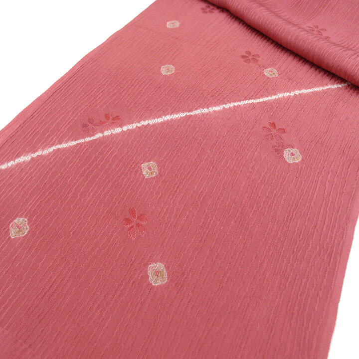 帯揚げ 帯上げ 帯あげ カジュアル 正絹 絹100% 単品 桜 ふくれ織 巻き上げ絞り しぼり 地紋 ローズピンク 着物 普段用 着物 小紋 紬 色無地 和装小物 袷 単衣 春 秋 冬 さくら おしゃれ 送料無料 帯揚げ x832