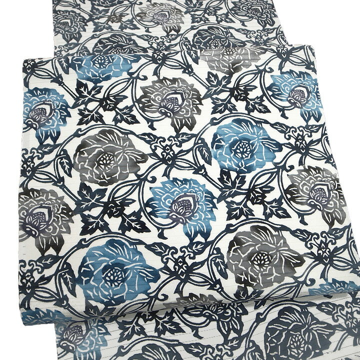 夏 江戸紅型 名古屋帯 紅型染 染帯 最高級 絽 駒塩瀬 五泉 花唐草 更紗 正絹 友禅染 九寸 未仕立て 反物 お洒落着 カジュアル おしゃれ 粋 東京紅型 琉球紅型 a439