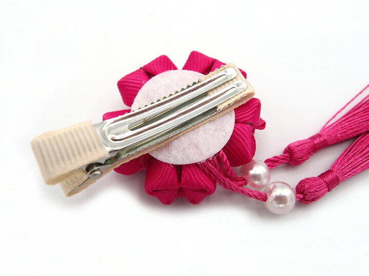 髪飾り ピンク つまみ細工 パールビーズ 成人式 卒業式 子供 キッズ 女の子 ヘアピン クリップ 入園式 卒園式 初節句 ひな祭り 花 和風 浴衣 袴 着物 七五三 ヘアアクセサリー 髪留め 日本製 ローズ W15 320-220 u941　Si