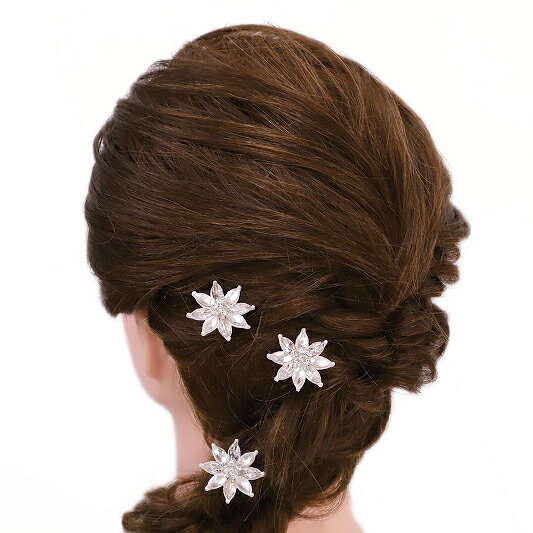 ●サイズ　約8cm 飾り部分 直径 約3cm ●材質　金属　ラインストーン Uピン　3点セット ●色 　シルバー ●ご利用シーン 結婚式 入学式 卒業式 入園式 卒園式 お宮参り 七五三 浴衣 パーティー 和装・洋装などのフォーマルな衣装にご利用頂けます。 黒留め 色留め 訪問着 色無地 小紋 浴衣 ドレスなどに ●商品説明 キラキラ光る煌きが美しいUピン髪飾り シンプルなので、浴衣、お着物、ドレスに合わせやすいアイテム ヘアスタイルにプラスするだけで、女性らしさを演出します アレンジしたまとめ髪のアクセントにお使いください