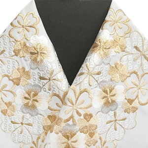 振袖 半衿 半襟 日本製 花 桜 鹿の子 振袖 刺繍半襟 振袖小物 白色 新品 品番 03501628 桜 鹿の子 NO1 g949 Tsiキャンペーン