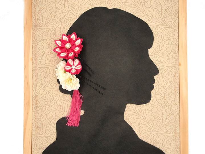 髪飾り 成人式 振袖 浴衣 袴 2点セット ピンク つまみ細工 結婚式 入学式 入園式 卒園式 卒業式 七五三 ブライダル 前撮り 和装 日本製 花 かんざし フォーマル 花飾り 人気 簪 着物 ローズ W 30 323-282 u852　Si