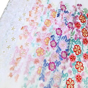 半衿 振袖 礼装 刺繍 藤 桜 花 半襟 白 桜色 紫 臙脂 金 k753 kosiネット通販