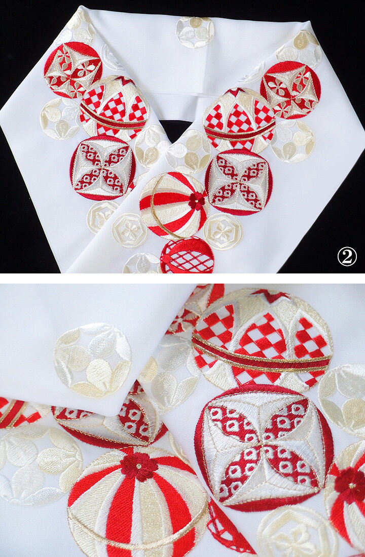 ロマン着物みやがわの半襟 刺繍 半衿 振袖 成人式 毬 ツーポイント 花 日本製 レディース 卒業式 袴姿 フォーマル シルエリー 送料無料 Ko22 r885　Si｜アングル3