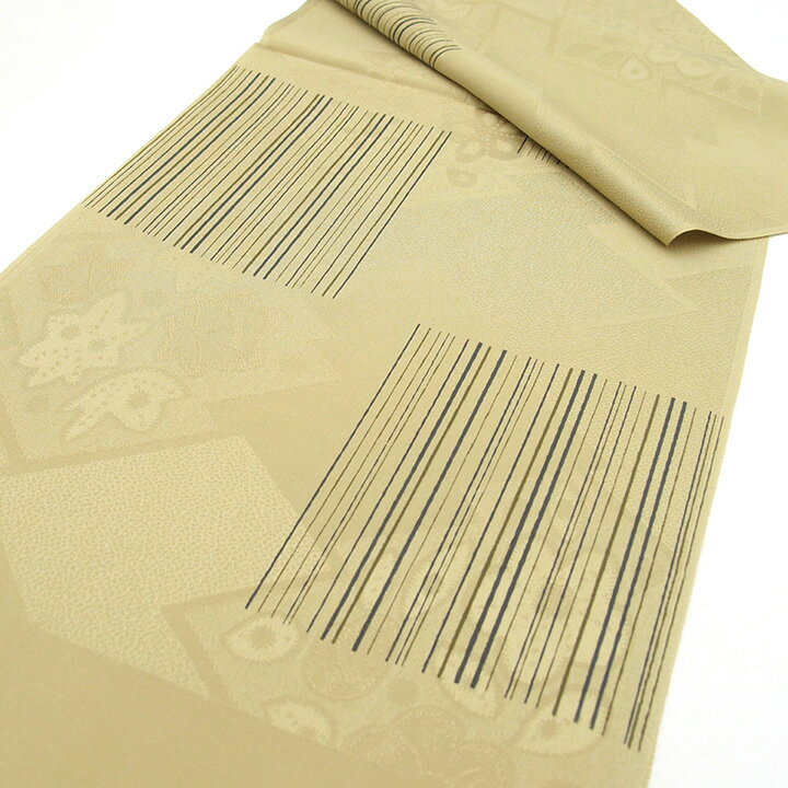 帯揚げ 帯上げ 帯あげ 正絹 絹100% カジュアル 日本製 単品 渋抹茶色 細縞 市松 三階松 紋綸子 地紋 普段用 着物 小紋 紬 色無地 古典 和装小物 ...