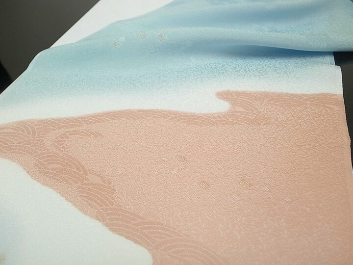 訳あり 帯揚げ 丹後ちりめん 縫い取り 正絹 霞文様 入学式 卒業式 入園式 卒園式 美品 空色系 現品限り k797r