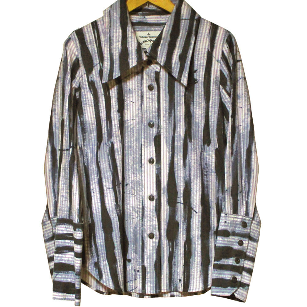 Vivienne Westwood Anglomania Anarchy Stripe Shirt ヴィヴィアン ウエストウッド アングロマニア アナーキー ストライプ シャツ【中古】【パンク】【PUNK】【ロマンチックノイローゼ楽天市場店】