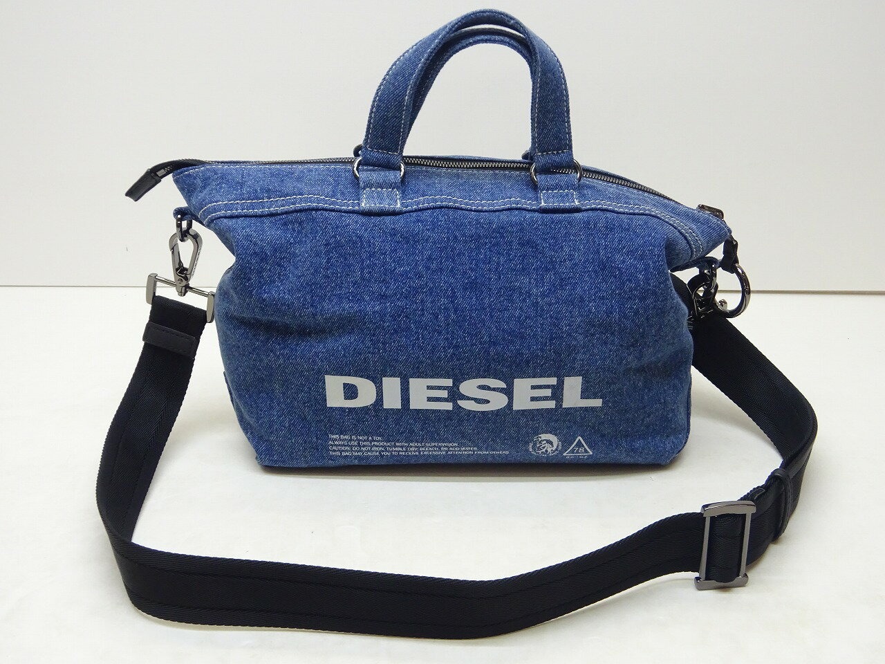 DIESEL ディーゼル ムートンライクファー リバーシブル サッチェルバッグ インディゴ デニム ロゴ ボア ファー ショルダー ハンド 2way カバン 【中古】【カバン】【金沢本店 併売品】【7500543Kz】