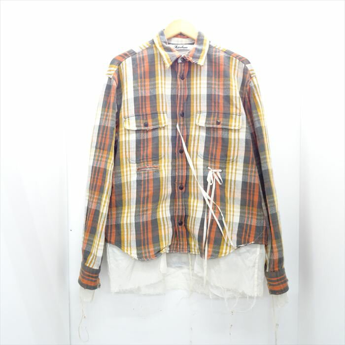 Midorikawa ミドリカワ cut off layered shirt チェック レイヤード シャツ MID20AW-SH01 綿（コットン） イエロー FREE 