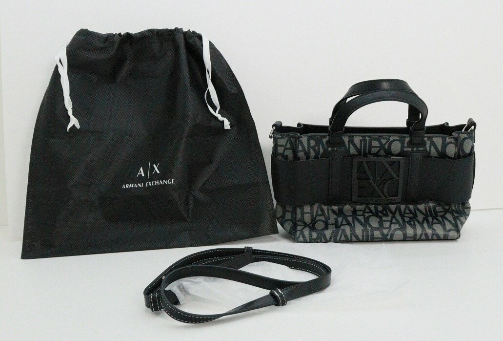 ARMANI EXCHANGE アルマーニ・エクスチェンジ BOXロゴバッグ ブラック 保存袋【中古】【カバン】【金沢本店 併売品】【752154Kz】