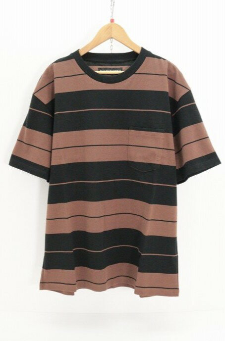 WACKO MARIA ワコマリア STRIPED CREW NECK TEE 23SS-WMT-SS01 綿(コットン) マルーン ブラック L タグ 袋【中古】【ストリート・ルード】【金沢本店 併売品】【689906Kz】