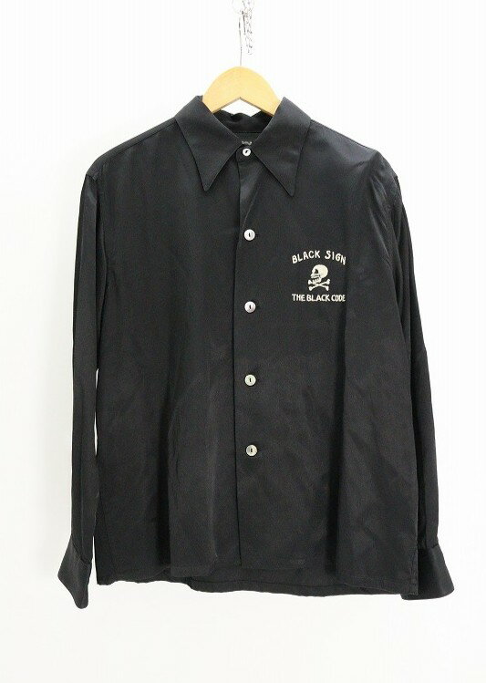 乐天商城 - BLACK SIGN ブラックサイン Bowlling Twill Gangstar Shirt レーヨン ブラック 38 【中古】【ストリート・ルード】【金沢本店 併売品】【6810899Kz】