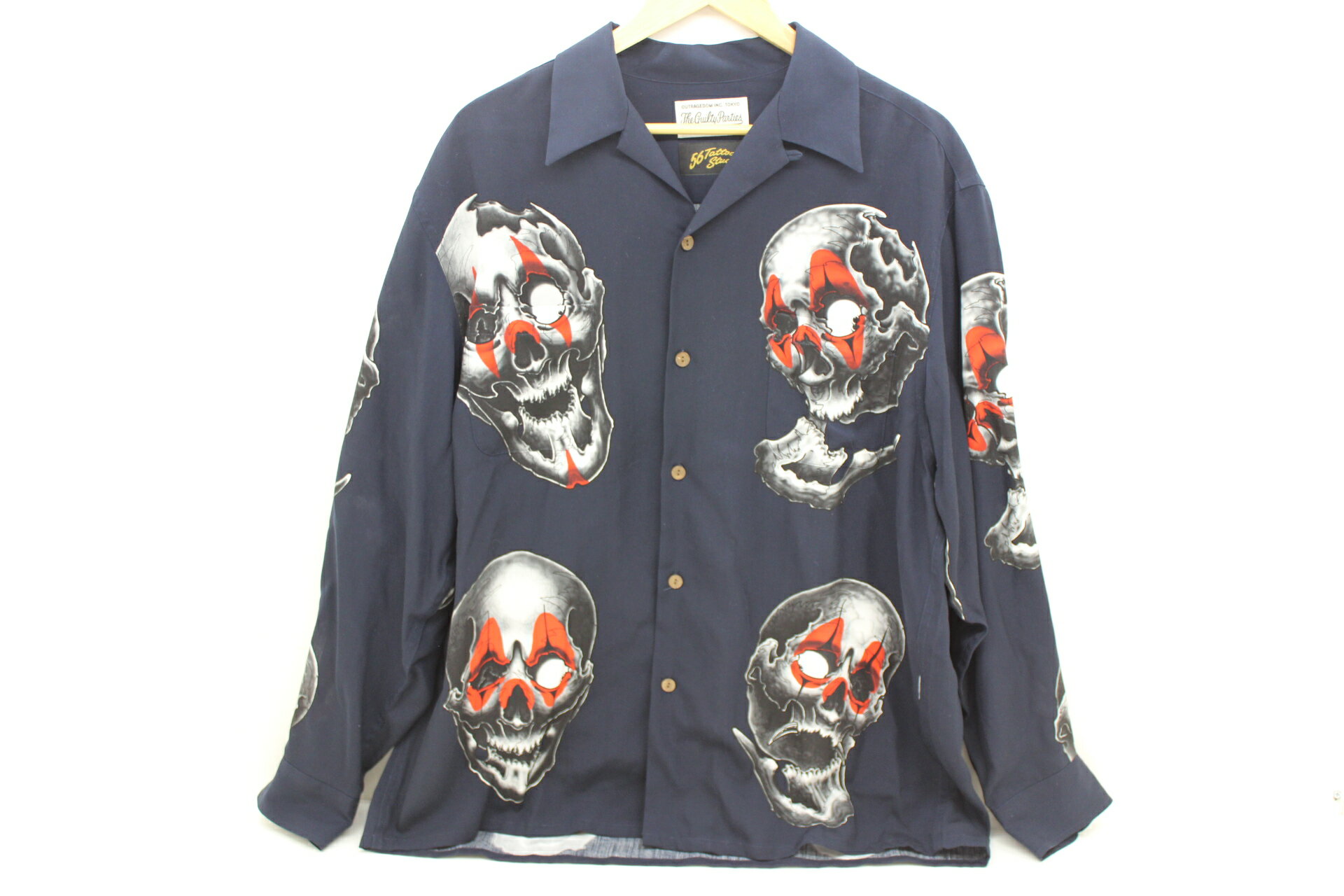 Rakuten - WACKO MARIA×56 TATTOO STUDIO L/S HAWAIIAN SHIRT ネイビー 総柄 XL 【中古】【ストリート・ルード】【金沢本店 併売品】【6810998Kz】