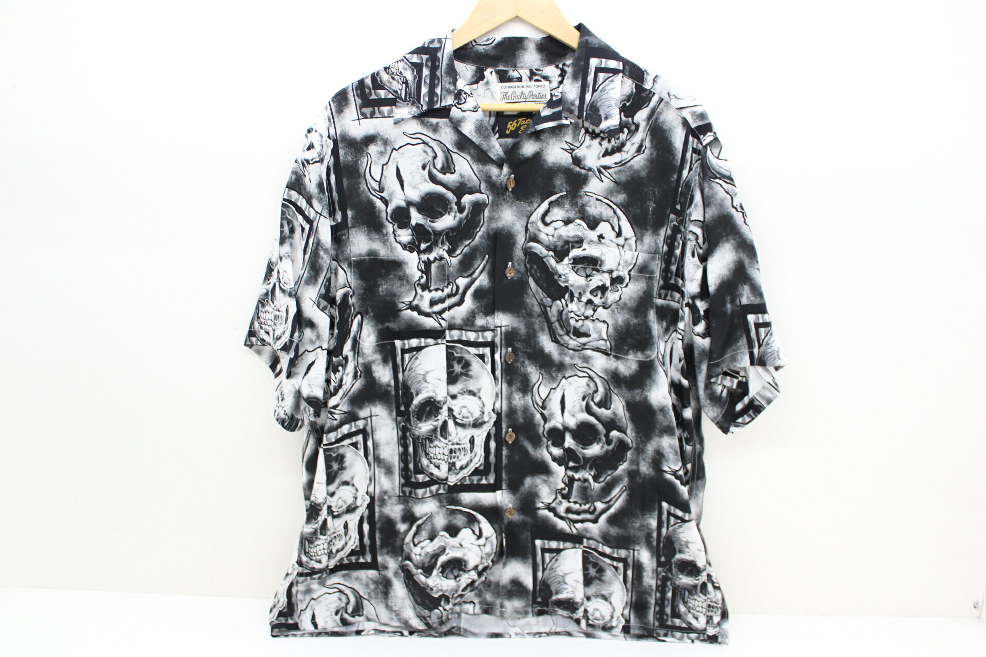 Rakuten - WACKO MARIA×56 TATTOO STUDIO S/S HAWAIIAN SHIRT ブラック ホワイト 総柄 L 【中古】【ストリート・ルード】【金沢本店 併売品】【6810999Kz】