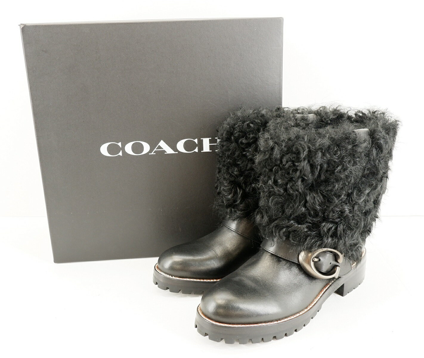 【値下げしました】COACH G2876 18AW レイトン・ブーティ size：6.5 コーチ ショートブーツ 靴 ブラック JSB鑑定済み