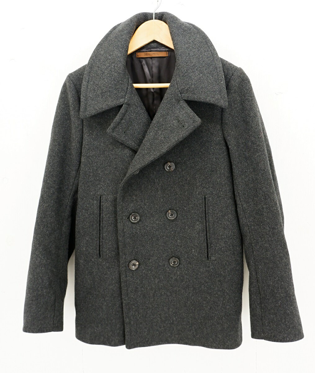 【値下げしました】Honor gathering 13AW PEA COAT size：M オナーギャザリング Pコート アウター ウール カシミヤ 混合 グレー 13AW-C03 Made in Japan