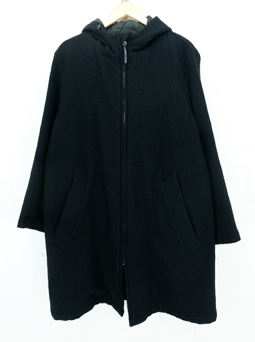 【更に値下げ】UNIVERSAL PRODUCTS HOODED OVER COAT size：2 ユニバーサルプロダクツ フーディー オーバー コート アウター ブラック 164-60701 Made in Japan