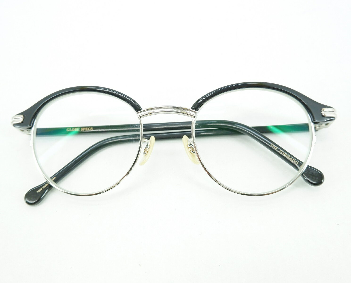 GLOBE SPECS THE BARRACKS 眼鏡 グローブスペックス ザ バラックス メガネ フレーム 伊達メガネ ブラック×シルバー Made in Japan