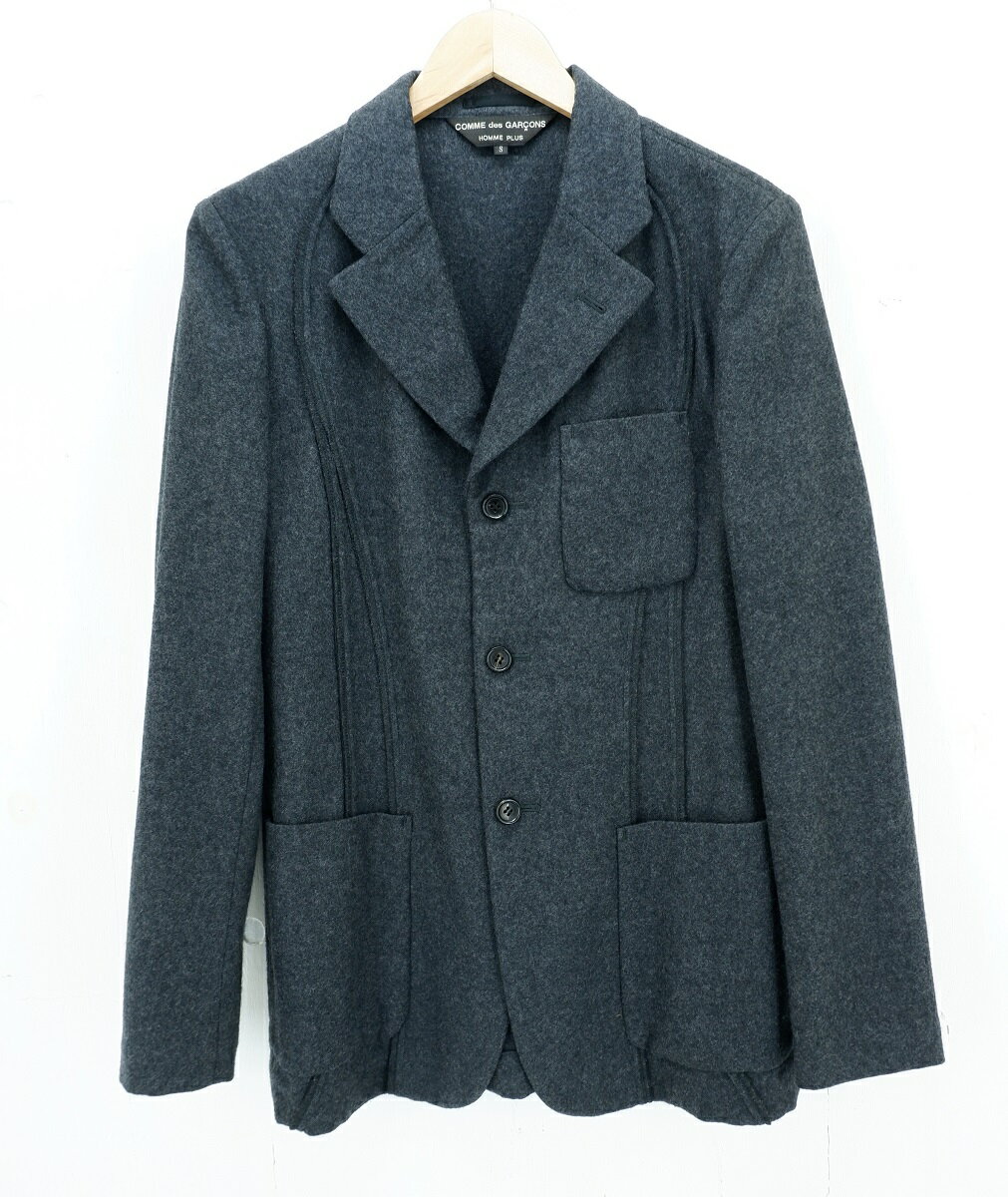 【値下げしました】COMME des GARCONS HOMME PLUS 03AW WOOL TAILORED JACKET size：S コムデギャルソン オムプリュス カーブ期 ウール テーラードジャケット カーブジャケット アウター グレー AD2003 PK-J074 Made in Japan