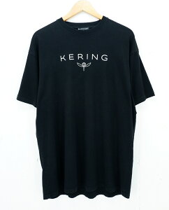 BALENCIAGA 486032 17AW S/S KERING Tee size：M バレンシアガ ケリング プリント オーバーオール 半袖Tシャツ ブラック JSB鑑定済み