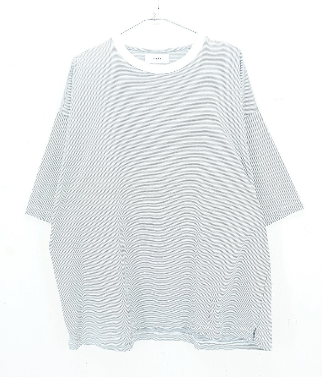 marka 22SS S/S RECYCLE SUVIN ORGANIC BORDER BIG Tee size：3 マーカ オーガニックコットン ボーダー 半袖Tシャツ ホワイト×ネイビー M22B-07CS02B Made in Japan