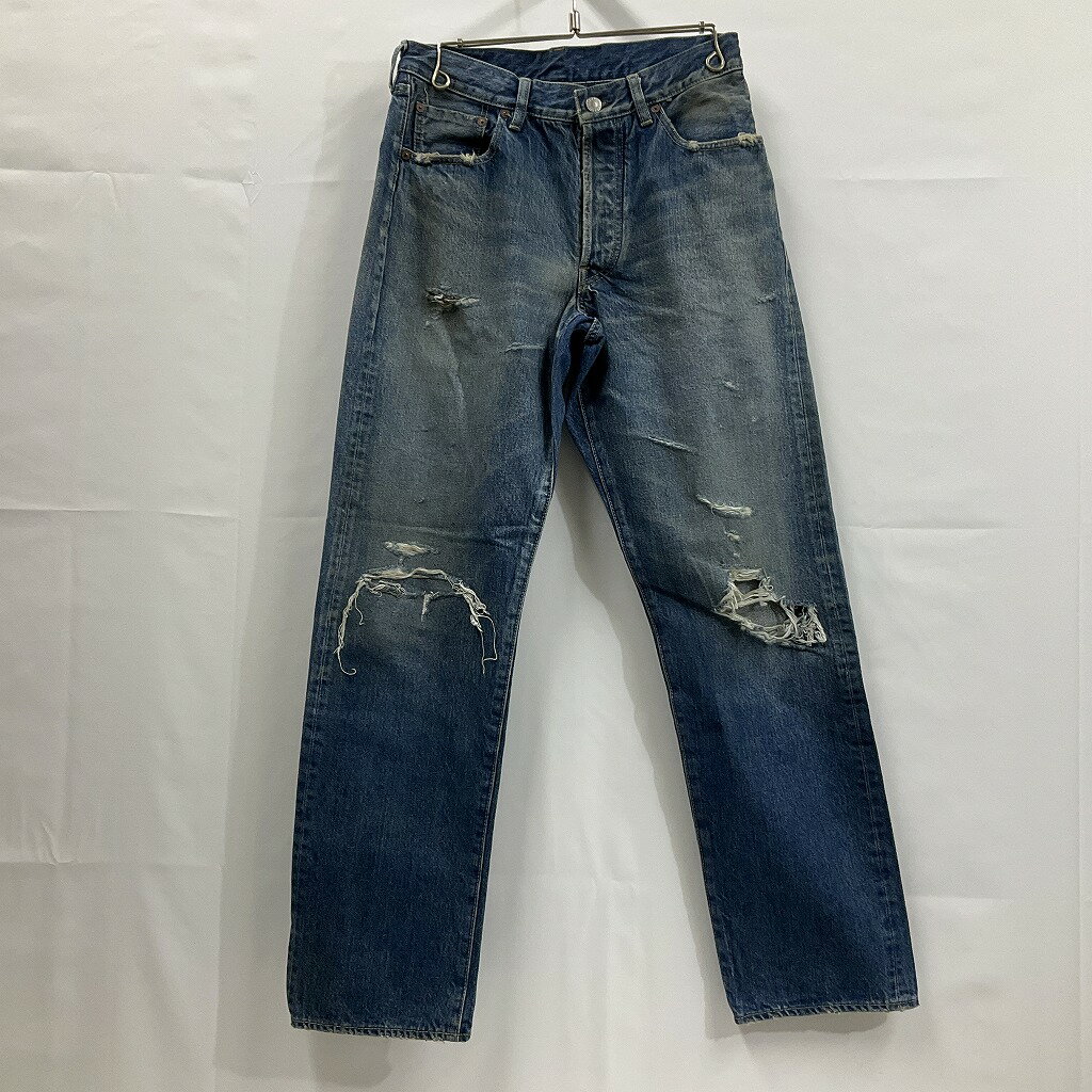 MINEDENIM/マインデニム L.Straight 5 Pocket Denim USED加工 クラッシュデニム SIZE:29 インディゴ 日本製