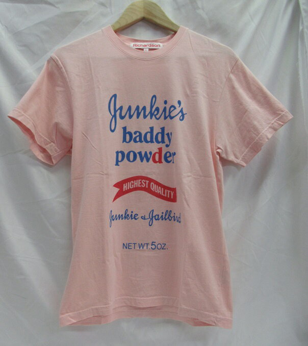 RICHARDSON×HYSTERIC GLAMOURリチャードソン ヒステリックグラマー コラボJunkie’s Baddy Power T-Shirtパロディロゴ 半袖プリントTシャツSIZE:S ピンク USA製