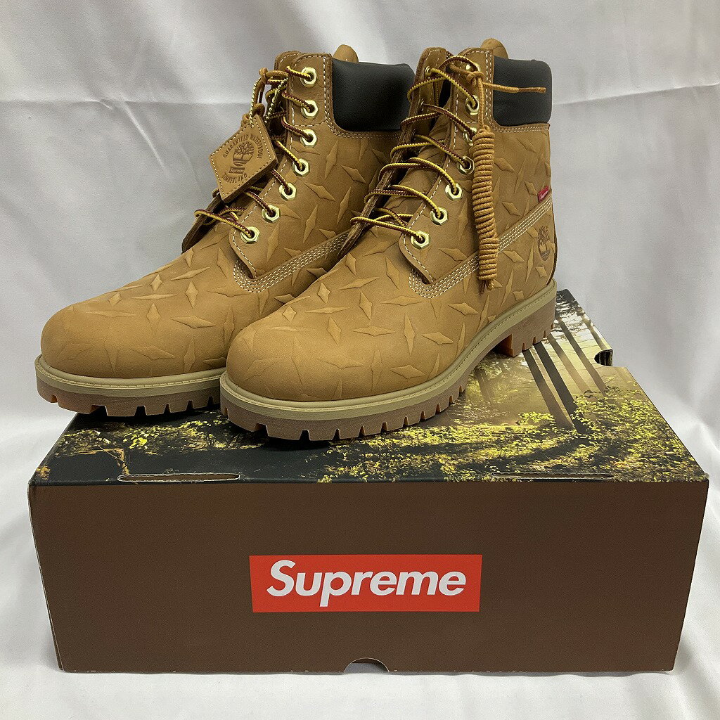 【中古】Supreme×Timberland　シュプリーム × ティンバーランド Diamond Plate 6inch Premium Waterproof Boot　SIZE:27cm Wheat 未使用