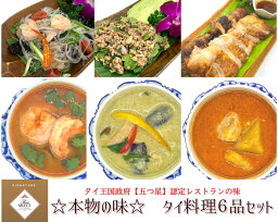 タイ料理 セット 6種 エスニック料理 トムヤムクン グリーンカレー タイカレー 高級冷凍食品 絶品 ごちそう 冷凍 お取り寄せグルメ セット 冷凍おかずセット お惣菜セット 内祝い 肉料理 レトルト おいしい 美味しい ギフトセット マッサマンカレー ヤムウンセン 送料無料