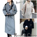 RomelCheo ワンポイント ロングパーカー パーカーワンピース プルオーバーパーカー オーバーサイズ ゆったり ひざ丈 ミディ丈 リラックス 大人カジュアル レディース モード系 ファッション 森ガール 原宿系 青文字系 カジュアル ファッション ロメルチェオ|詳細画像