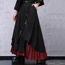 RomelCheo レイヤード チャイナ風スカート プリーツスカート Aライン 個性的 デザインスカート ロングスカート マキシ丈スカート アシンメトリースカート クラシカル レディース モード系 ストリート きれいめ 原宿系 サロン系 ファッション ロメルチェオ(4)
