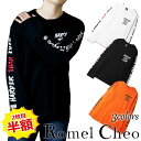 【送料無料】 RomelCheo ロング Tシャツ 長袖 ロンt ロゴ ストリート系 原宿系 ファッション メンズ レディース ユニセックス オーバーサイズ b系 ボード系 ロメルチェオ