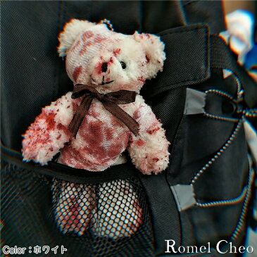【送料無料】RomelCheo ブラッディー テディベア キーホルダー ベアー くま ぬいぐるみ マスコット 流血 包帯 クマ 動物 キーリング バッグチャーム ボールチェーン 病みかわいい ゴシック パンク v系 ハロウィン 手作り 小物 ロメルチェオ