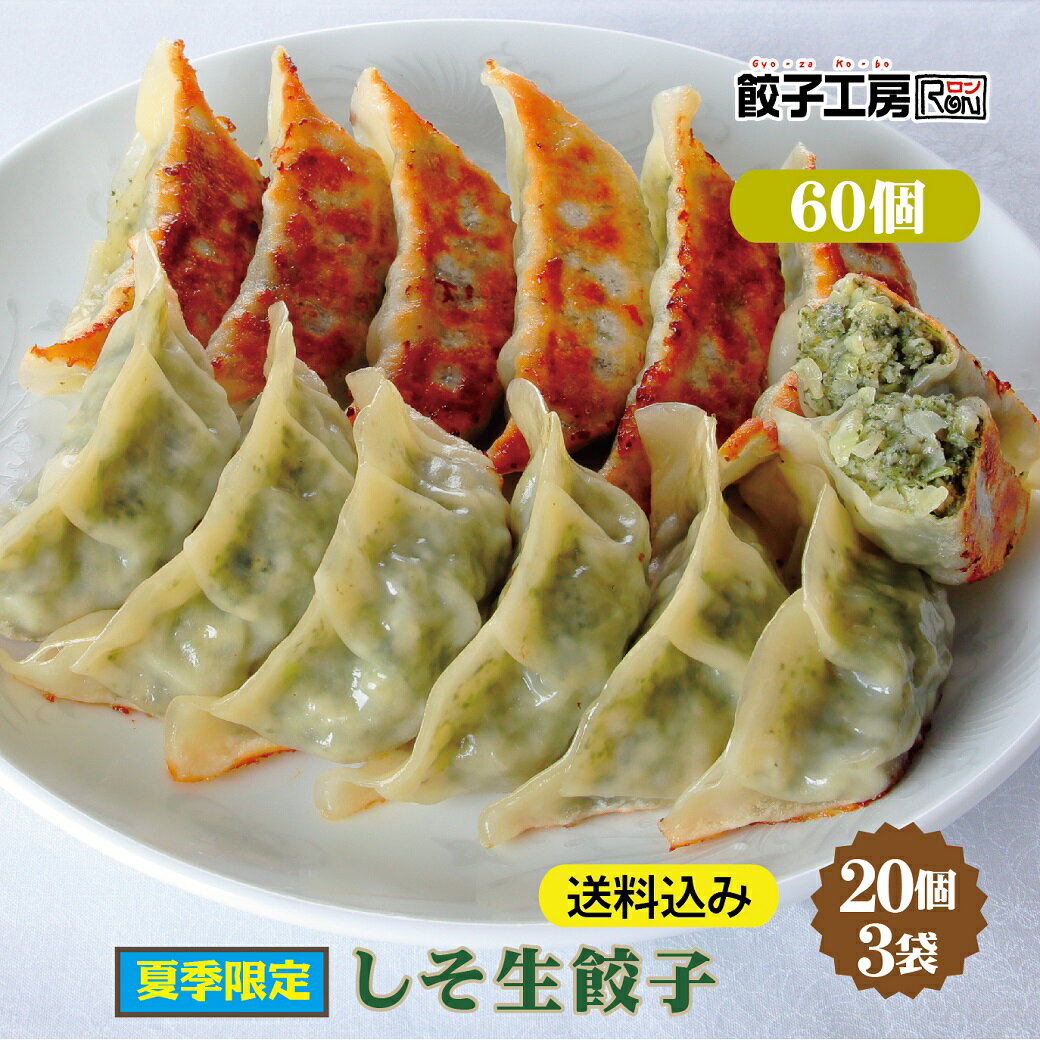 しそ生餃子 60個 (20個入×3袋) ／ 送料込み (沖縄別途送料） 夏季限定 熊本県産 しそ さわやかなしその風味 [ にんにく 不使用 ] [ 化学調味料 不使用 ] [ 国産 野菜 鶏肉 小麦粉 使用 ] ぎょうざ 餃子工房 RON みまつ食品のサムネイル
