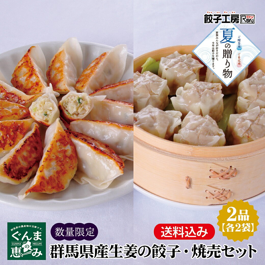 【 お中元 夏 ギフト 】 群馬県産生姜の餃子・焼売セット／ 送料込み（沖縄別途送料） 数量限定 こだわりの製法で柔らかく、爽やかな味わいの群馬県産生姜をみじん切りにして使用 ぐんまの恵み シリーズ 餃子工房 RON みまつ食品