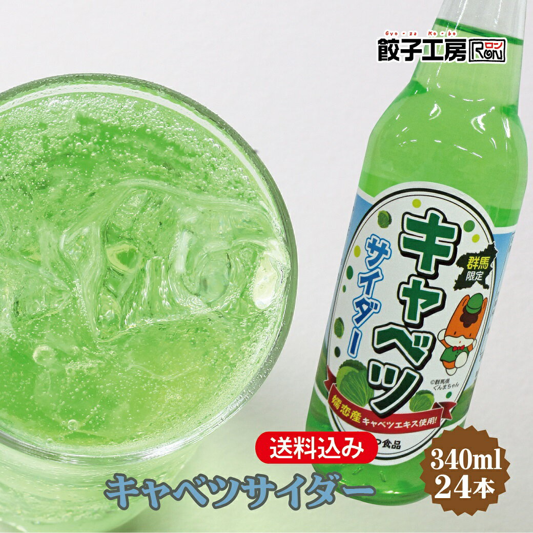 キャベツサイダー (340ml×24本) ／ 送料込み (沖縄別途送料）群馬県嬬恋産キャベツエキス使用 サイダーの爽快感にフレッシュ感のあるキャベツの風味 サイダー 餃子工房 RON みまつ食品