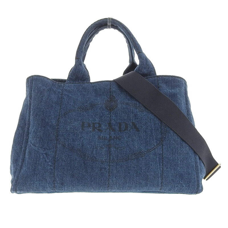 【中古】 プラダ PRADA カナパ 2WAYバッグ トートバッグ ハンドバッグ デニム ブルー B1877G 新入荷 OB1434のサムネイル