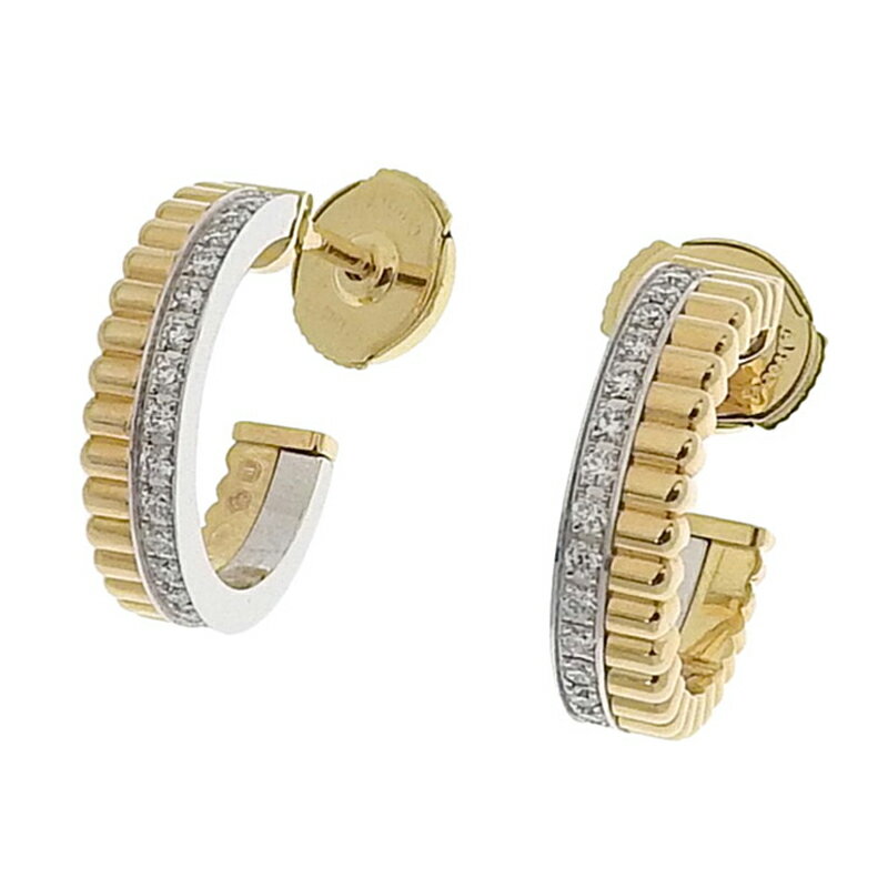 【中古】 ブシュロン BOUCHERON キャトルラディアント フープ ピアス K18YG/K18WG ダイヤモンド JCO00671 美品 新入荷 OBJ0250のサムネイル