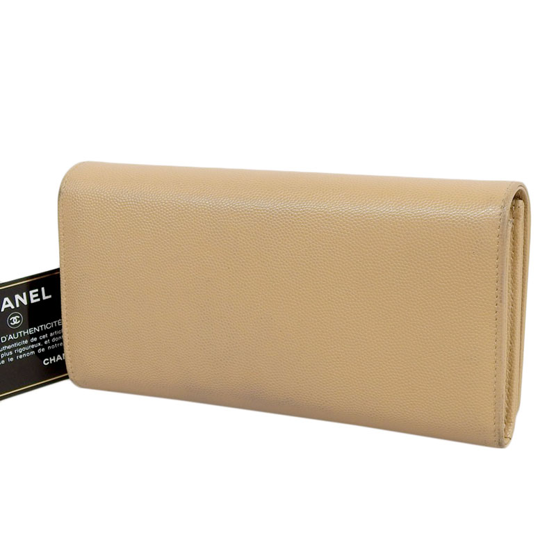 【中古】 シャネル CHANEL ドーヴィル ラウンドファスナー 長財布 キャビアスキン ベージュ A81976 28番台 新入荷 CH0891 2