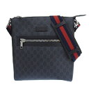 【中古】 グッチ GUCCI ショルダーバッグ メッセンジャーバッグ GGスプリーム キャンバス ブラック/グレー 474137 新入荷 GU0534