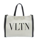 【中古】 ヴァレンティノ VALENTINO トートバッグ キャンバス/レザー スタッズ ナチュラル/ブラック WW2B0D21 新入荷 OB1601