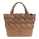 【中古】 プラダ PRADA トートバッグ レザー ブラウン/ブラック 1BG317 新入荷 OB1677(4)