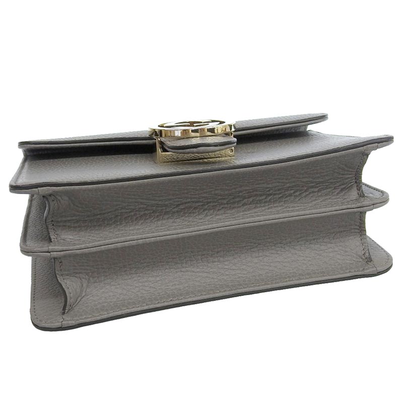 【中古】 グッチ GUCCI インターロッキングG ショルダーバッグ チェーンショルダー レザー グレー 510304 新入荷 GU0571