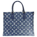 【中古】 ルイヴィトン LOUIS VUITTON モノグラム ジャガードデニム オンザゴーMM トートバッグ ショルダー マリーヌ M59608 新入荷 LV...