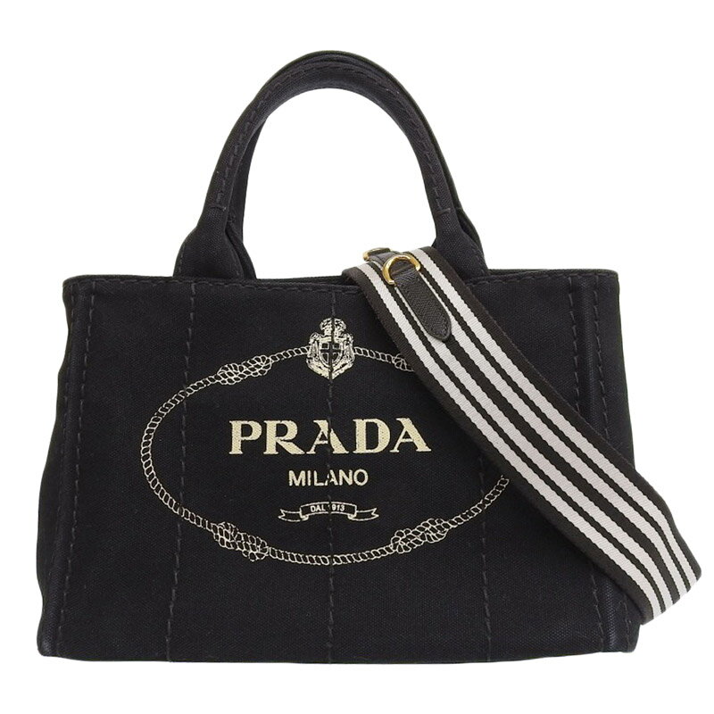 【中古】 プラダ PRADA カナパ 2WAYバッグ トートバッグ ハンドバッグ ショルダーバッグ キャンバス ブラック 1BG439 新入荷 OB1704