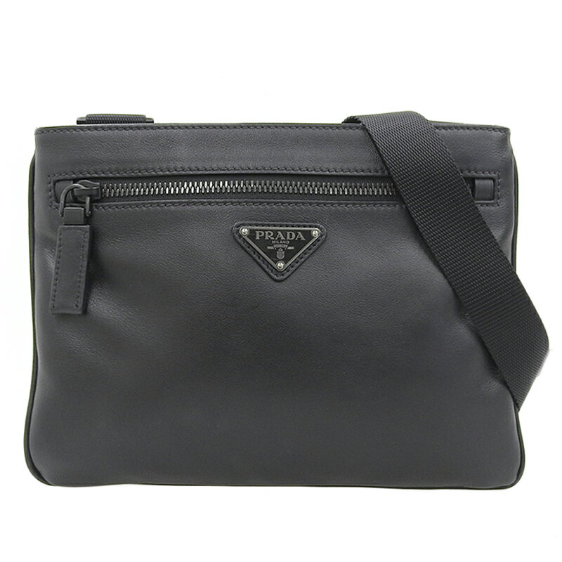 【中古】 プラダ PRADA ショルダーバッグ ウエストポーチ レザー ブラック 新入荷 OB1740