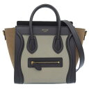 【中古】 セリーヌ CELINE ラゲージ ナノショッパー 2WAY ハンドバッグ ショルダーバッグ レザー ブラック グレージュ ブラウン 新入荷 OB1756