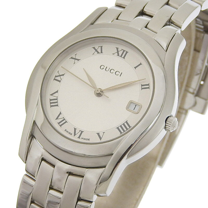 【中古】 グッチ GUCCI 5500M メンズ クォーツ 腕時計 SS シルバー文字盤 新入荷 GU0601